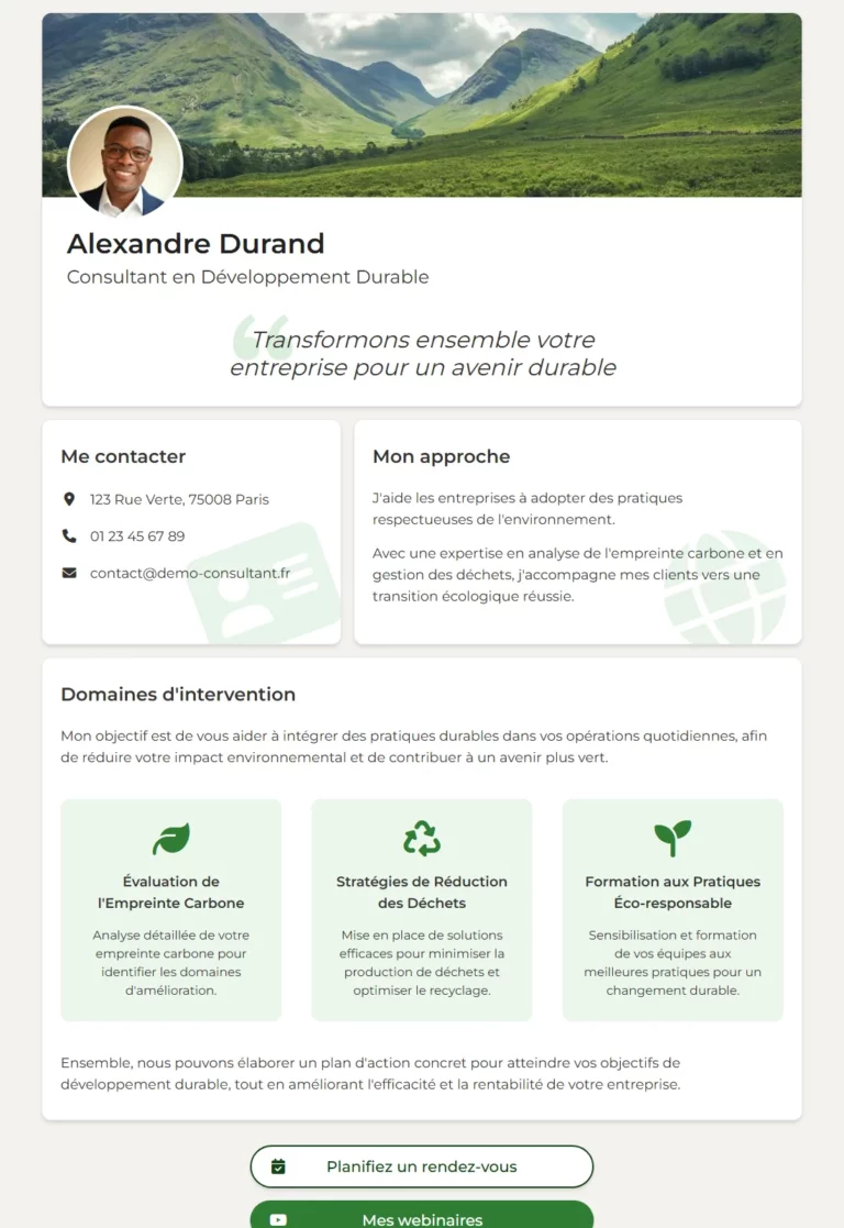 Profil Pro en Ligne, démo 1 - Kaya Studio